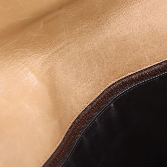 CELINE Macadam Canvas Shoulder Bag PVC Beige Gold Auth AMZ561