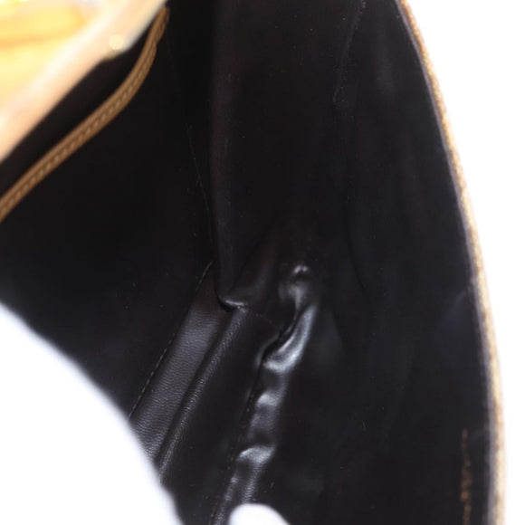 CELINE Macadam Canvas Shoulder Bag PVC Beige Gold Auth AMZ561