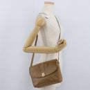 CELINE Macadam Canvas Shoulder Bag PVC Beige Gold Auth AMZ561-26