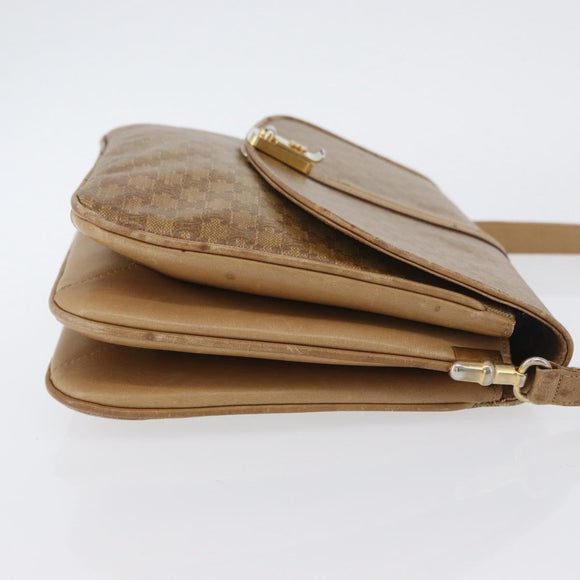 CELINE Macadam Canvas Shoulder Bag PVC Beige Gold Auth AMZ561