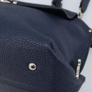 Salvatore Ferragamo Gancini Hand Bag Leather 2way Navy Silver Auth AMZ562A-9