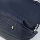 Salvatore Ferragamo Gancini Hand Bag Leather 2way Navy Silver Auth AMZ562A-17