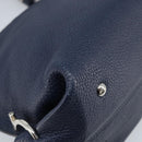Salvatore Ferragamo Gancini Hand Bag Leather 2way Navy Silver Auth AMZ562A-18