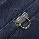 Salvatore Ferragamo Gancini Hand Bag Leather 2way Navy Silver Auth AMZ562A-19