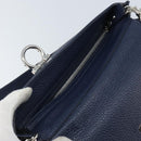 Salvatore Ferragamo Gancini Hand Bag Leather 2way Navy Silver Auth AMZ562A-10