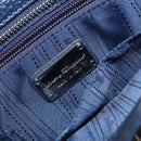 Salvatore Ferragamo Gancini Hand Bag Leather 2way Navy Silver Auth AMZ562A-21