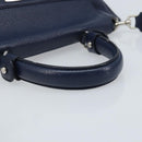 Salvatore Ferragamo Gancini Hand Bag Leather 2way Navy Silver Auth AMZ562A-7
