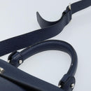 Salvatore Ferragamo Gancini Hand Bag Leather 2way Navy Silver Auth AMZ562A-14