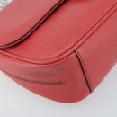 Salvatore Ferragamo Gancini Chain Shoulder Bag Leather Pink Silver Auth AMZ563A-14