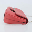 Salvatore Ferragamo Gancini Chain Shoulder Bag Leather Pink Silver Auth AMZ563A-3