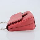 Salvatore Ferragamo Gancini Chain Shoulder Bag Leather Pink Silver Auth AMZ563A-4