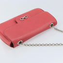 Salvatore Ferragamo Gancini Chain Shoulder Bag Leather Pink Silver Auth AMZ563A-6