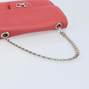 Salvatore Ferragamo Gancini Chain Shoulder Bag Leather Pink Silver Auth AMZ563A-7