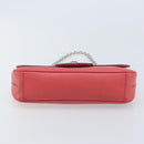 Salvatore Ferragamo Gancini Chain Shoulder Bag Leather Pink Silver Auth AMZ563A-5