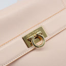 Salvatore Ferragamo Gancini Hand Bag Leather 2way Pink Gold Auth AMZ564A-17