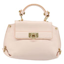 Salvatore Ferragamo Gancini Hand Bag Leather 2way Pink Gold Auth AMZ564A-2