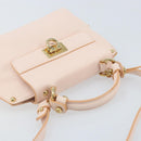 Salvatore Ferragamo Gancini Hand Bag Leather 2way Pink Gold Auth AMZ564A-6