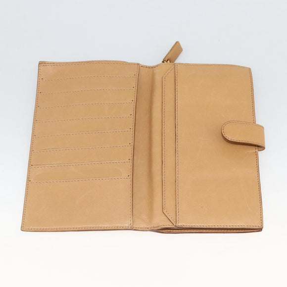 BOTTEGA VENETA INTRECCIATO Long Wallet Leather Beige Auth AMZ568A