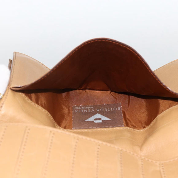 BOTTEGA VENETA INTRECCIATO Long Wallet Leather Beige Auth AMZ568A