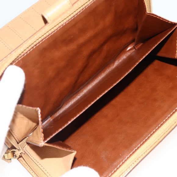 BOTTEGA VENETA INTRECCIATO Long Wallet Leather Beige Auth AMZ568A