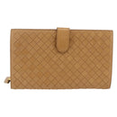BOTTEGA VENETA INTRECCIATO Long Wallet Leather Beige Auth AMZ568A-13