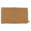 BOTTEGA VENETA INTRECCIATO Long Wallet Leather Beige Auth AMZ568A-2
