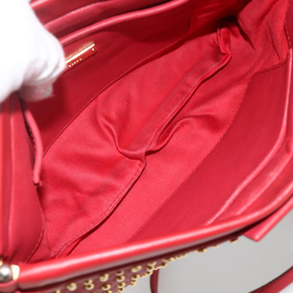 Miu Miu Shoulder Bag Leather Red Gold Auth AMZ577A