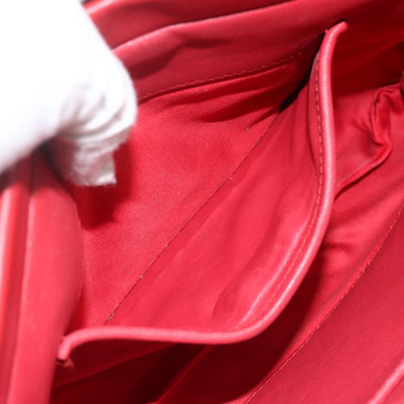 Miu Miu Shoulder Bag Leather Red Gold Auth AMZ577A