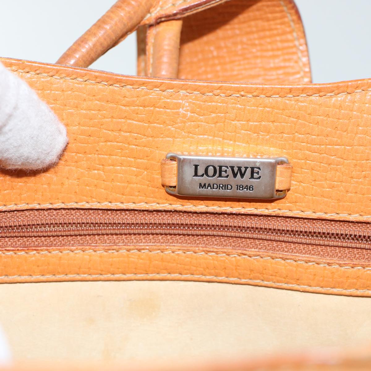 LOEWE Shoulder Bag Leather Orange Auth ar10002