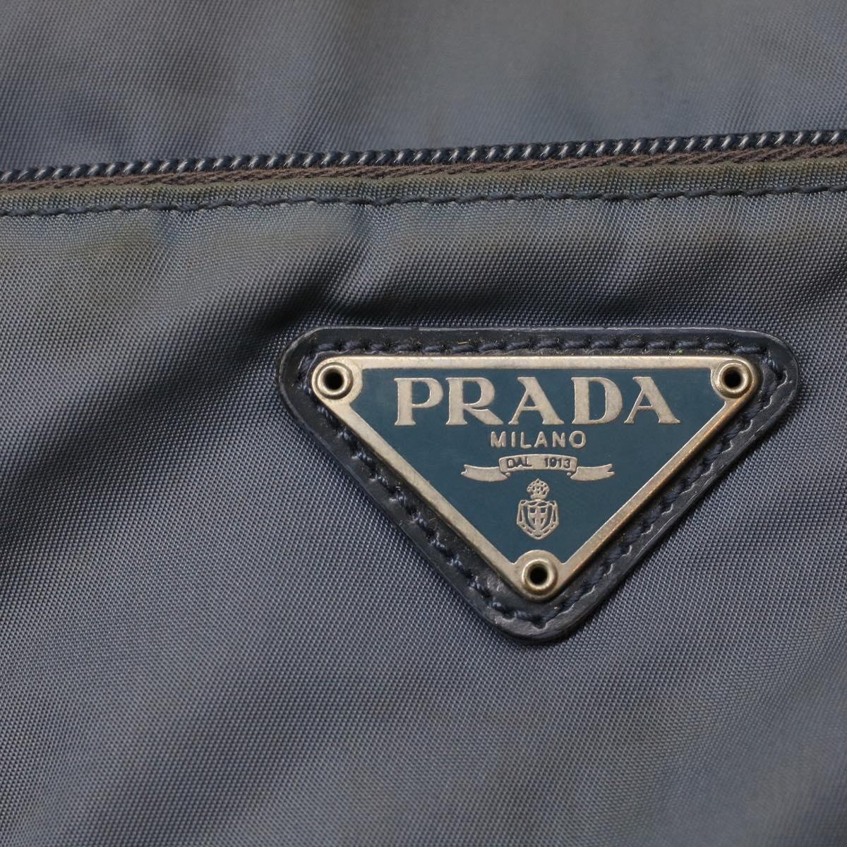 PRADA Shoulder Bag Nylon Blue Gray Auth ar10003