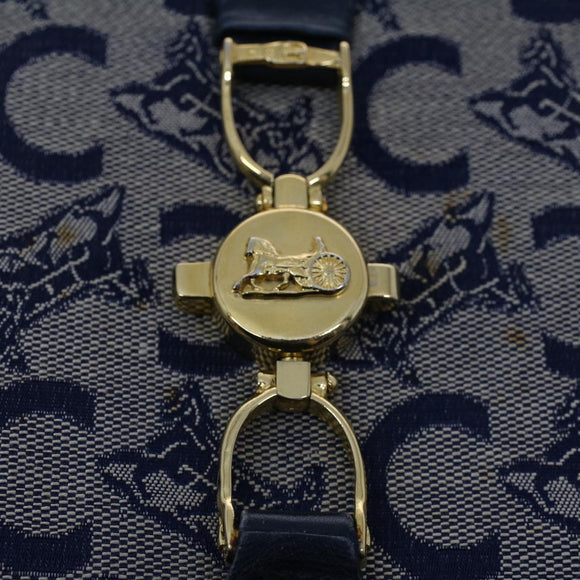 CELINE C Macadam Canvas Shoulder Bag Navy Auth ar10062