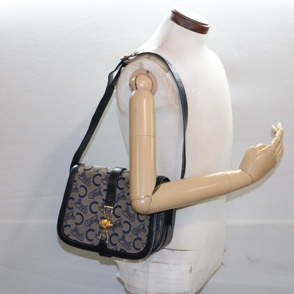CELINE C Macadam Canvas Shoulder Bag Navy Auth ar10062