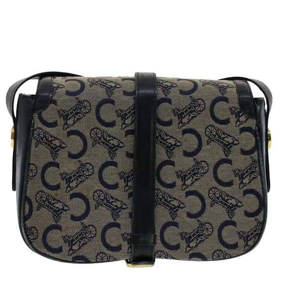 CELINE C Macadam Canvas Shoulder Bag Navy Auth ar10062