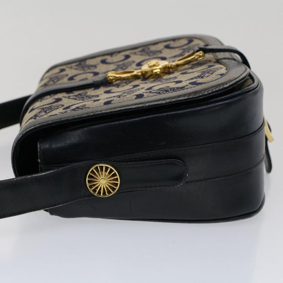 CELINE C Macadam Canvas Shoulder Bag Navy Auth ar10062