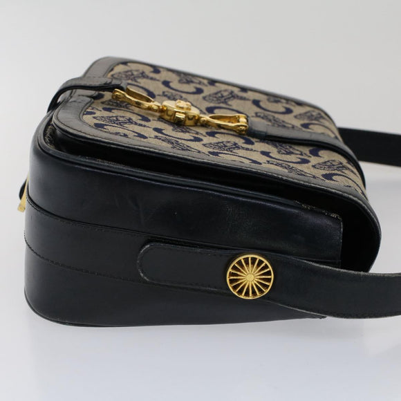 CELINE C Macadam Canvas Shoulder Bag Navy Auth ar10062