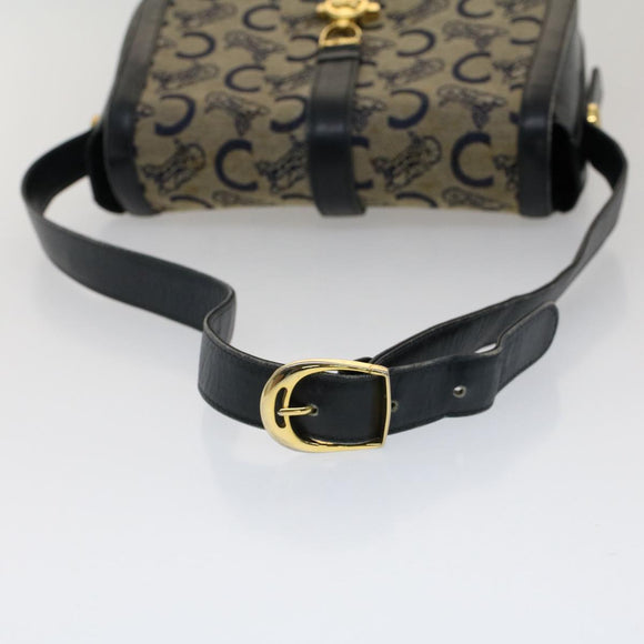 CELINE C Macadam Canvas Shoulder Bag Navy Auth ar10062