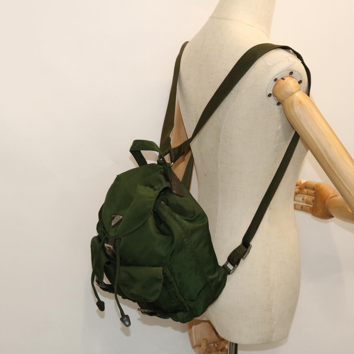 PRADA Backpack Nylon Khaki Auth ar10099