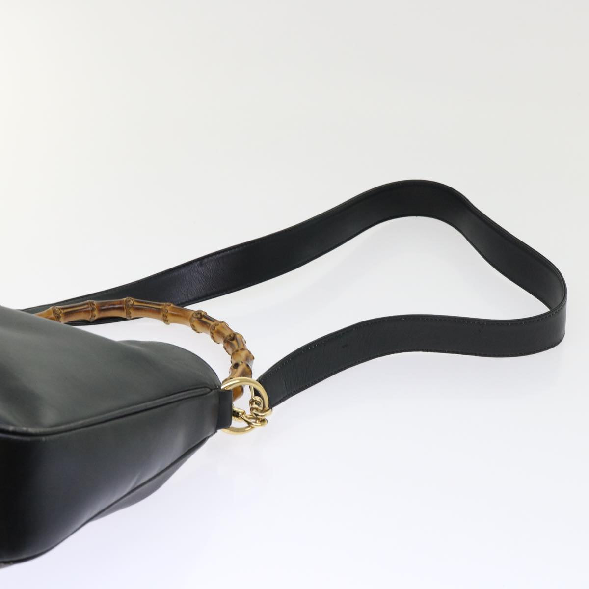 GUCCI Bamboo Shoulder Bag Leather 2way Black Auth ar10104