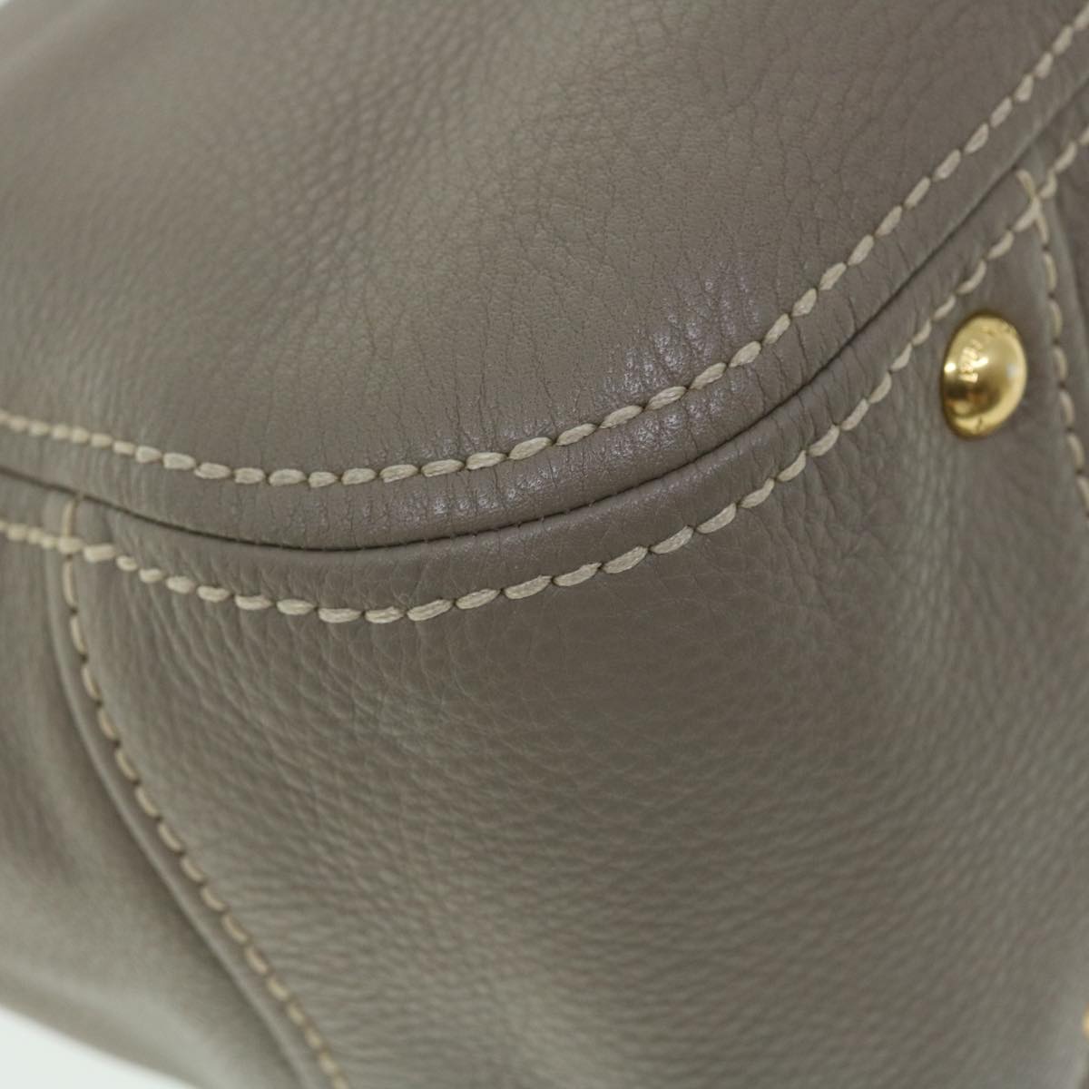 PRADA Tote Bag Leather Gray BR4691 Auth ar10108