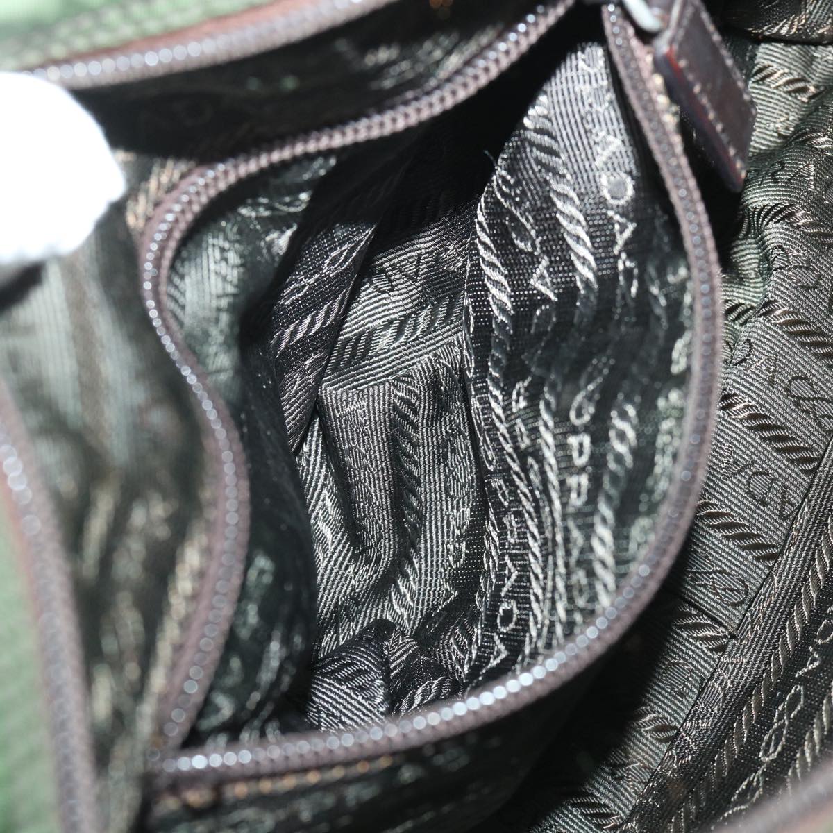 PRADA Shoulder Bag Nylon Khaki Auth ar10135B