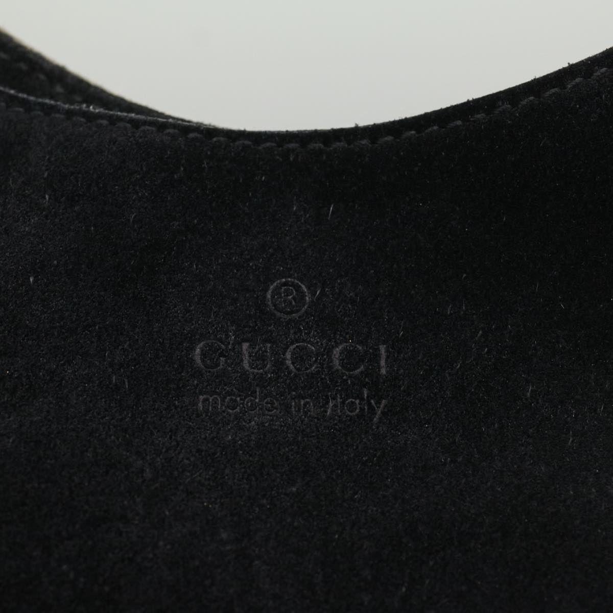 GUCCI Shoulder Bag Suede Leather Black Auth ar10182