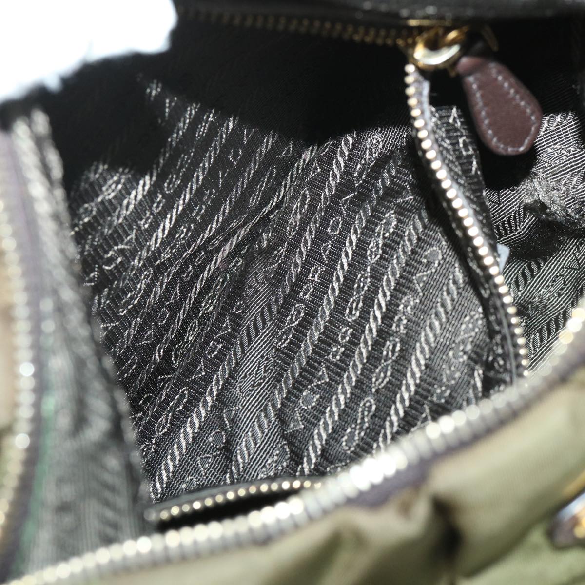 PRADA Shoulder Bag Nylon Khaki Auth ar10183