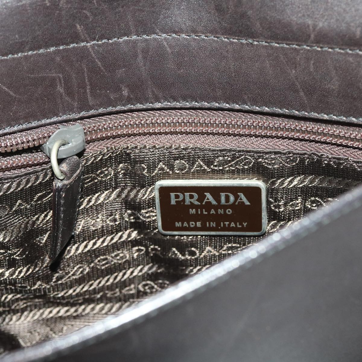 PRADA Shoulder Bag Leather Brown Auth ar10184