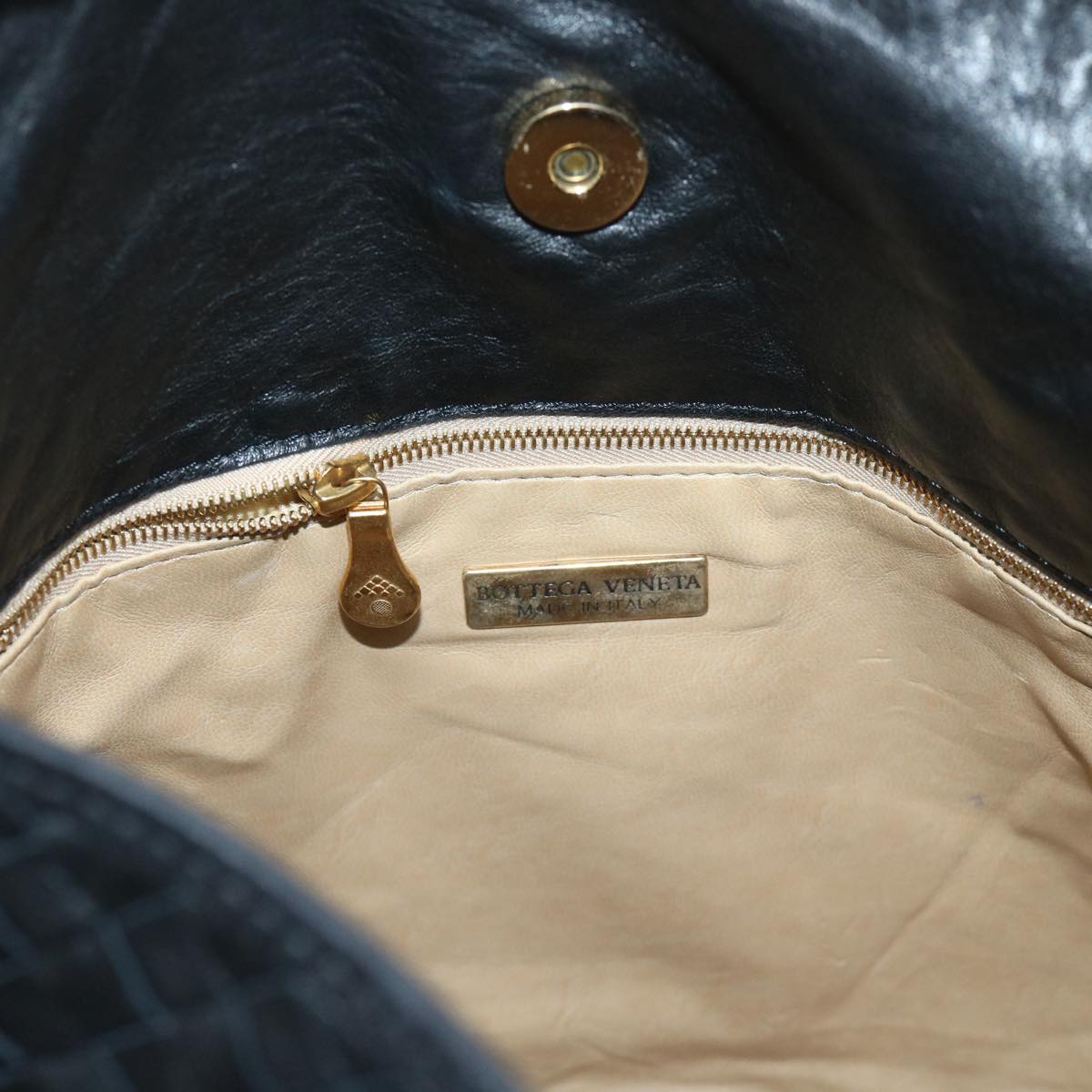 BOTTEGAVENETA INTRECCIATO Shoulder Bag Vintage Leather Black Auth ar10196