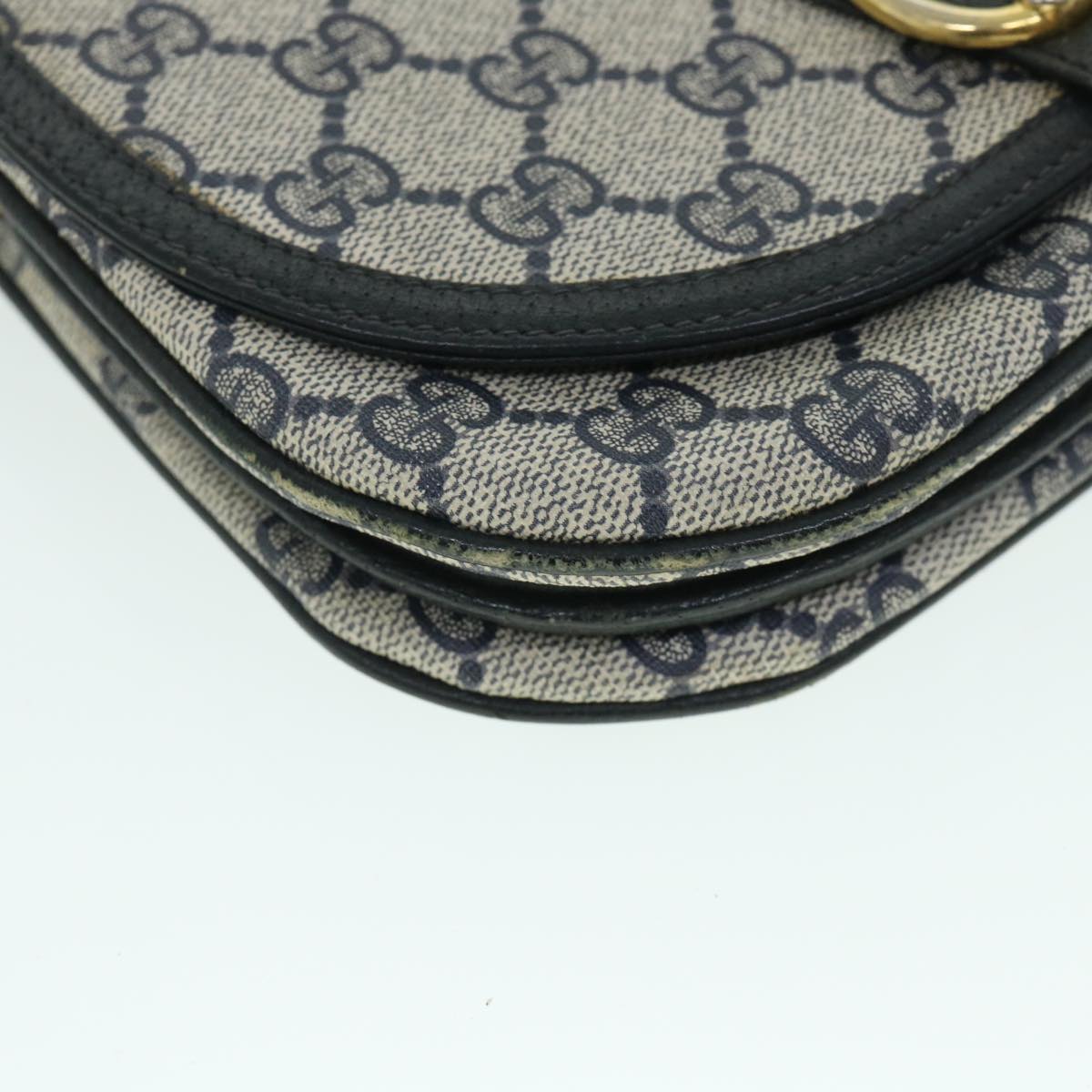 GUCCI GG Canvas Shoulder Bag PVC Leather Gray Navy 10 02 031 Auth ar10216