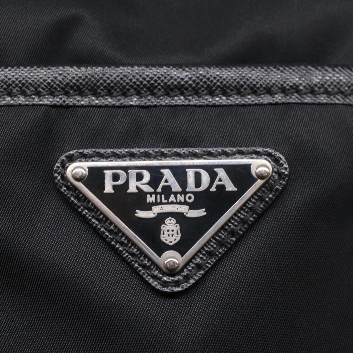 PRADA Tote Bag Nylon Leather Black Auth ar10238
