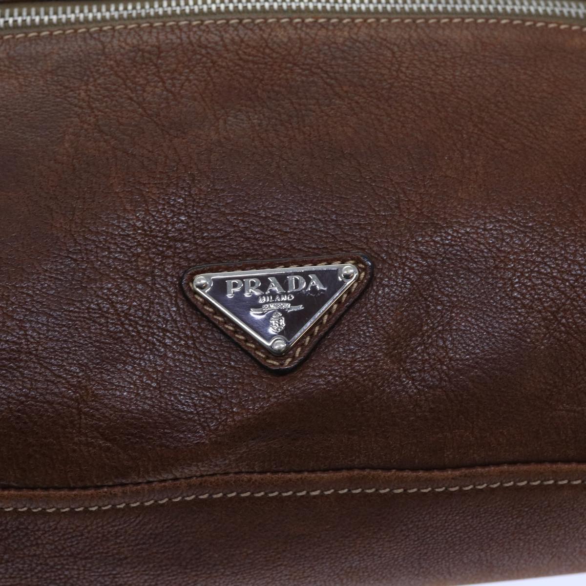 PRADA Shoulder Bag Leather Brown Auth ar10240