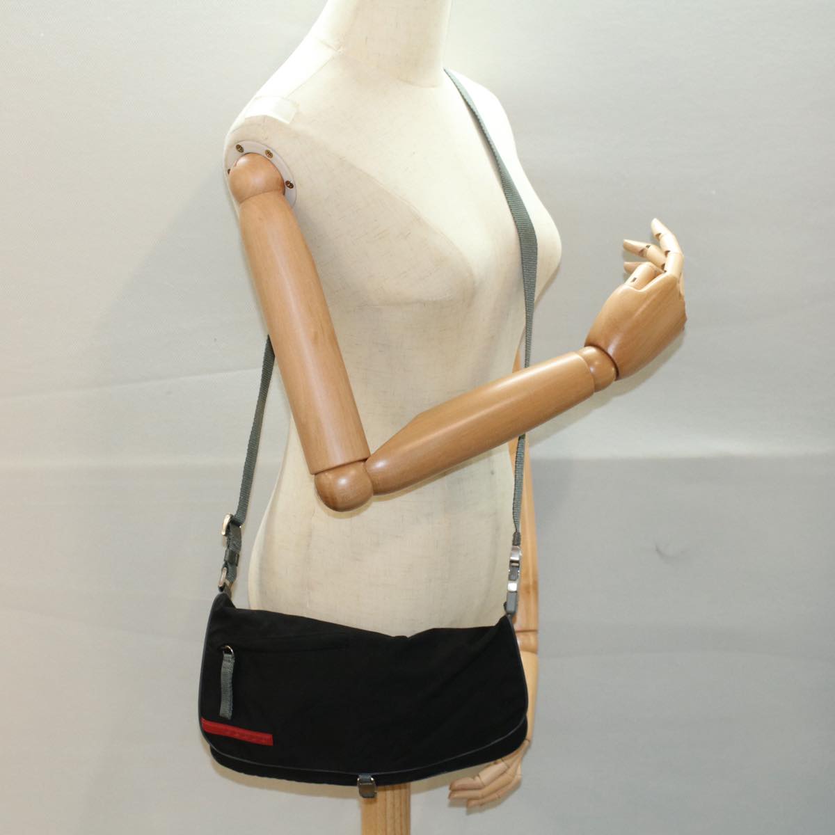PRADA Sports Shoulder Bag Nylon Black Auth ar10267