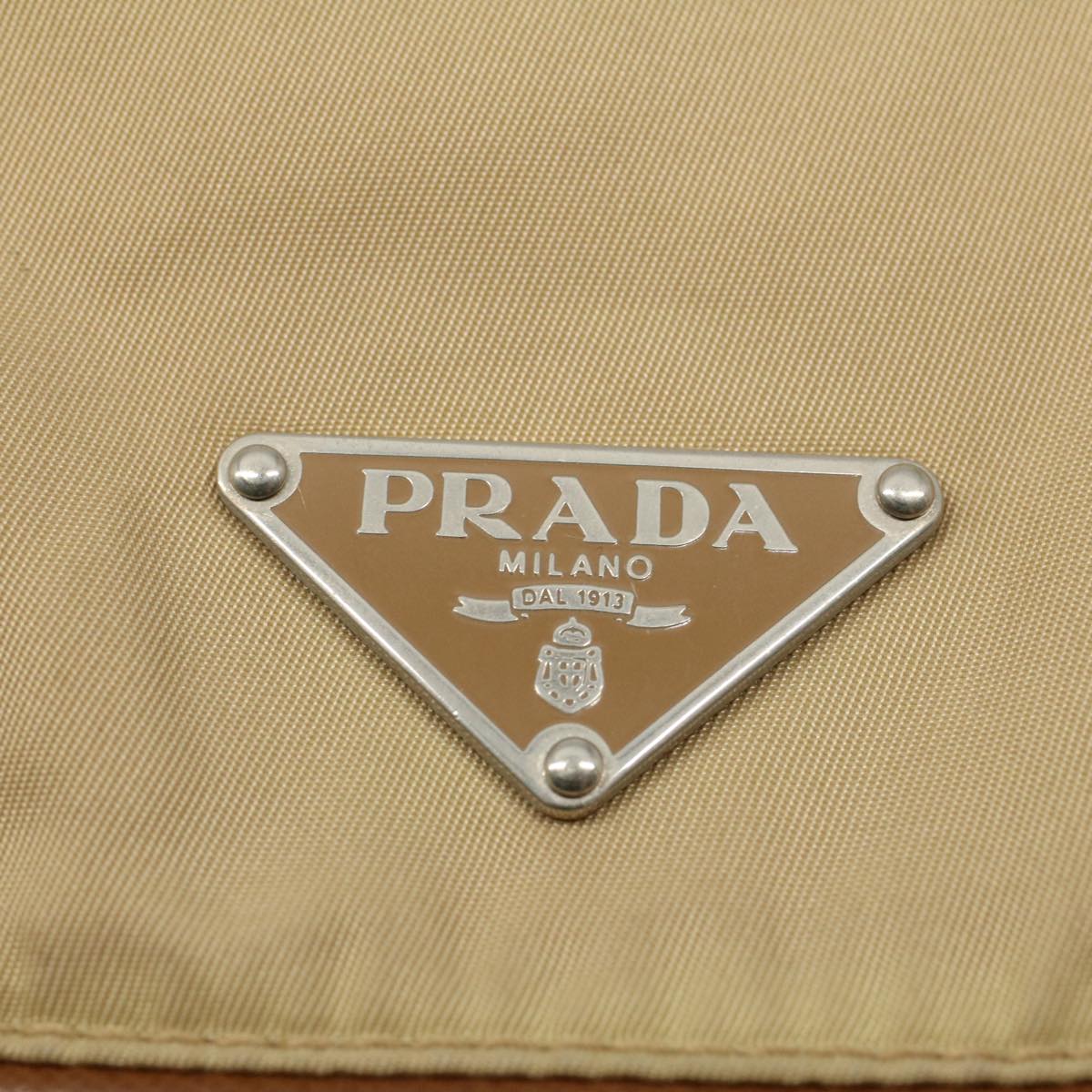 PRADA Shoulder Bag Nylon Beige Auth ar10268