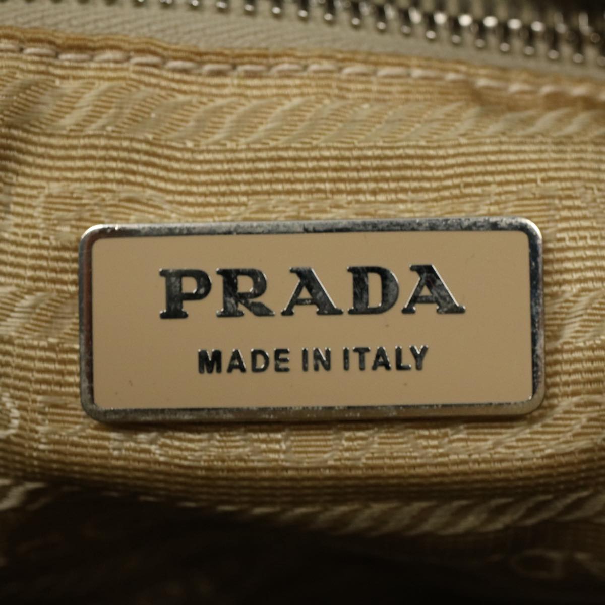 PRADA Shoulder Bag Nylon Beige Auth ar10268